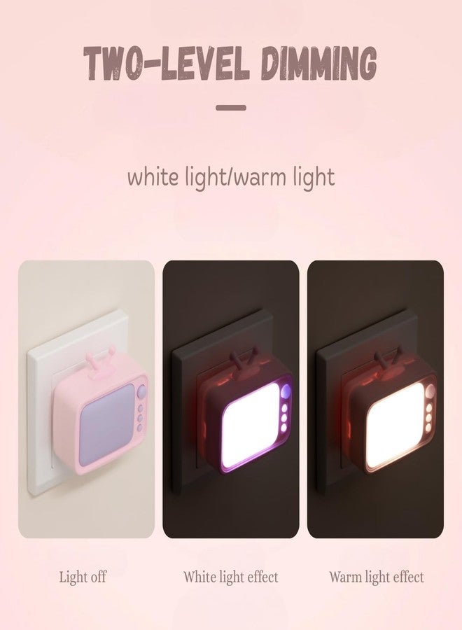 أسينشين مصباح ليلي للأطفال على شكل تلفزيون، مصباح LED يعمل بالكهرباء لغرفة الأطفال، إضاءة دافئة وباردة، موفر للطاقة، مصباح حائط ليلي محمول، قطعة ديكور لغرفة النوم، هدية عيد ميلاد، ديكور منزلي ومكتبي (متنوع) - Image 2