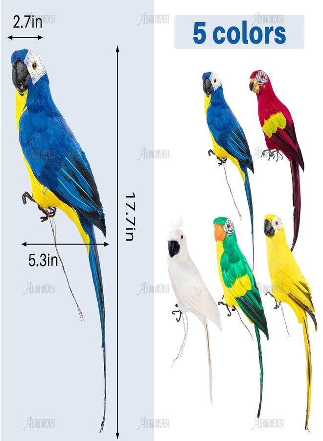 AUEAR, 17.7 Inch Blue Artificial Birds Realistic Big Parrot with Lifelike Feathered Decor Ornament Model for Decoration Craft - Image 5