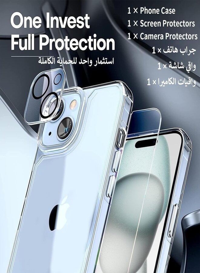 iPhone 15 Slim Clear Protection Package with 1 Pack of Tempered Glass Screen Protectors and 1 Pack of Camera Lens Protector, Phone Cover for 15(6.1 Inch) 2023 (3in1)  - Image 5