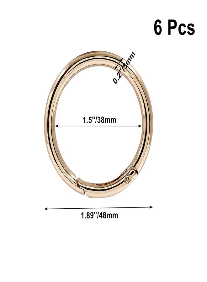 Augiimor 6Pcs Durable Spring O Rings, Premium Zinc Alloy Round Spring Clips Strong Metal Split Rings for Purses, Keyring and Handbag(Gold, Inner Dia:38mm/1.5 inch,Outer Dia: 48mm/1.89inch) - Image 2