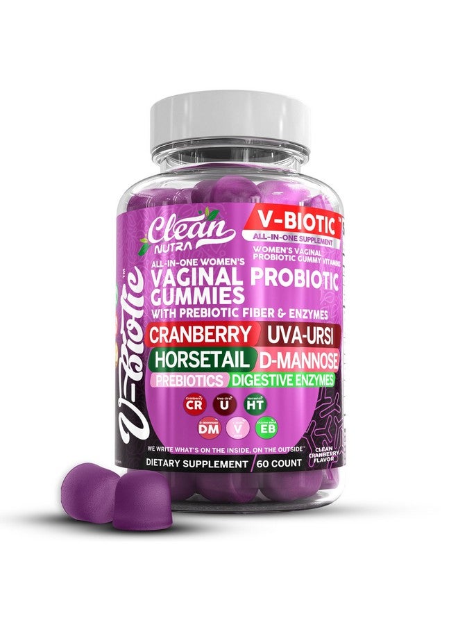 Clean Nutraceuticals Vaginal Probiotics for Women Gummies with Cranberry, Uva Ursi, Horsetail, D-Mannose, Prebiotics & Digestive Enzymes, Vaginal Health Supplement for pH Balance Flora Odor VBiotic - Image 1