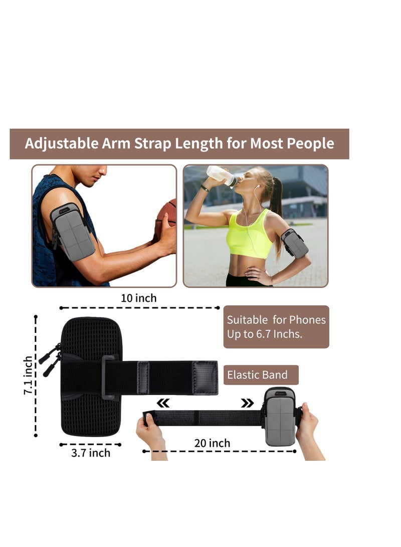 SYOSI Arm Bands for Workout, Armband Phone Holder for Running, Phone Armband Sweatproof Workout Phone Holder, Water Resistant Arm Band for Fitness, Use for Running, Walking, Hiking & Biking (Gray) - Image 3