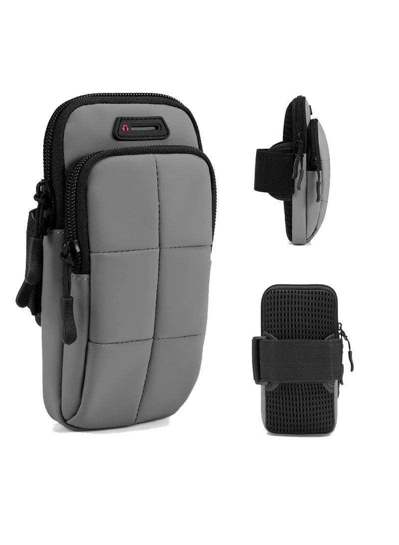 SYOSI Arm Bands for Workout, Armband Phone Holder for Running, Phone Armband Sweatproof Workout Phone Holder, Water Resistant Arm Band for Fitness, Use for Running, Walking, Hiking & Biking (Gray) - Image 1