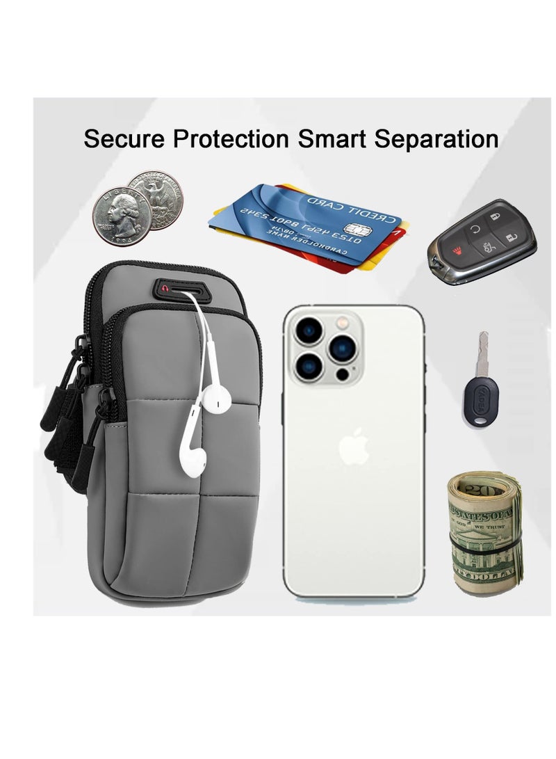 SYOSI Arm Bands for Workout, Armband Phone Holder for Running, Phone Armband Sweatproof Workout Phone Holder, Water Resistant Arm Band for Fitness, Use for Running, Walking, Hiking & Biking (Gray) - Image 4