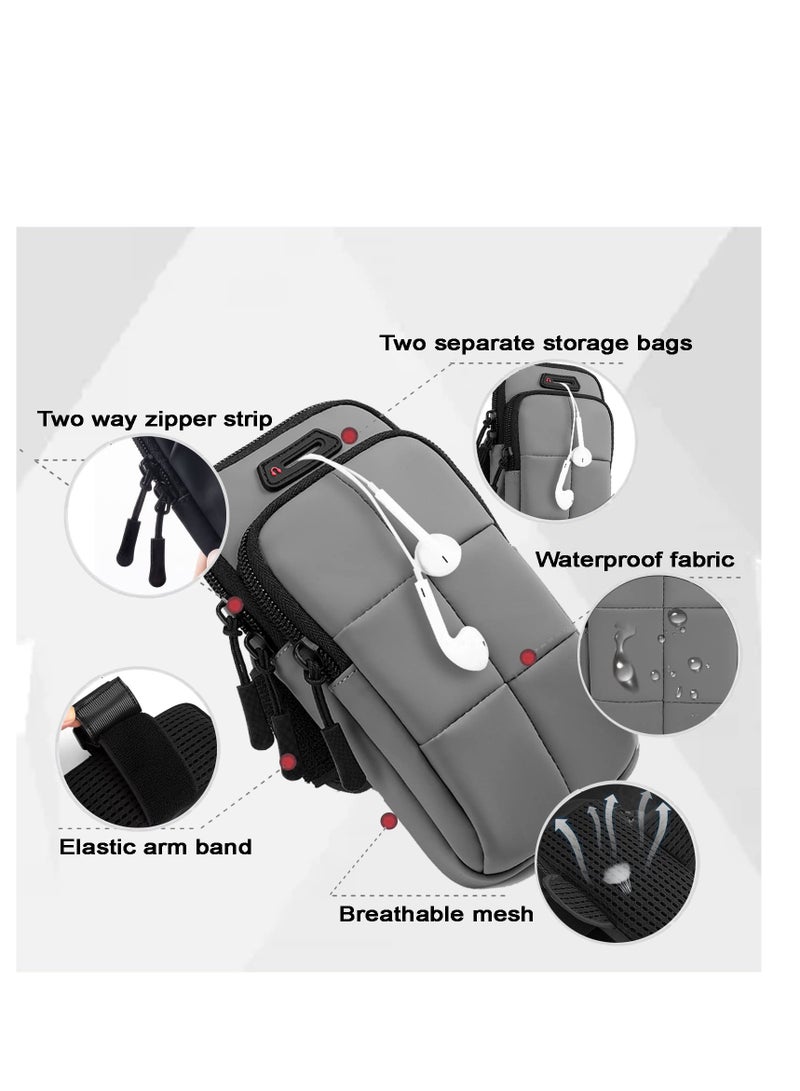 SYOSI Arm Bands for Workout, Armband Phone Holder for Running, Phone Armband Sweatproof Workout Phone Holder, Water Resistant Arm Band for Fitness, Use for Running, Walking, Hiking & Biking (Gray) - Image 2