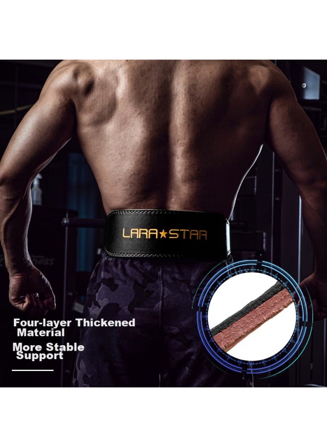 LAURASTAR Laura Star Leather Fitness Waist Belt For Men, Deadlift Squat Sports Professional Weightlifting Training Support Belt, Black Wide Version L - Image 5