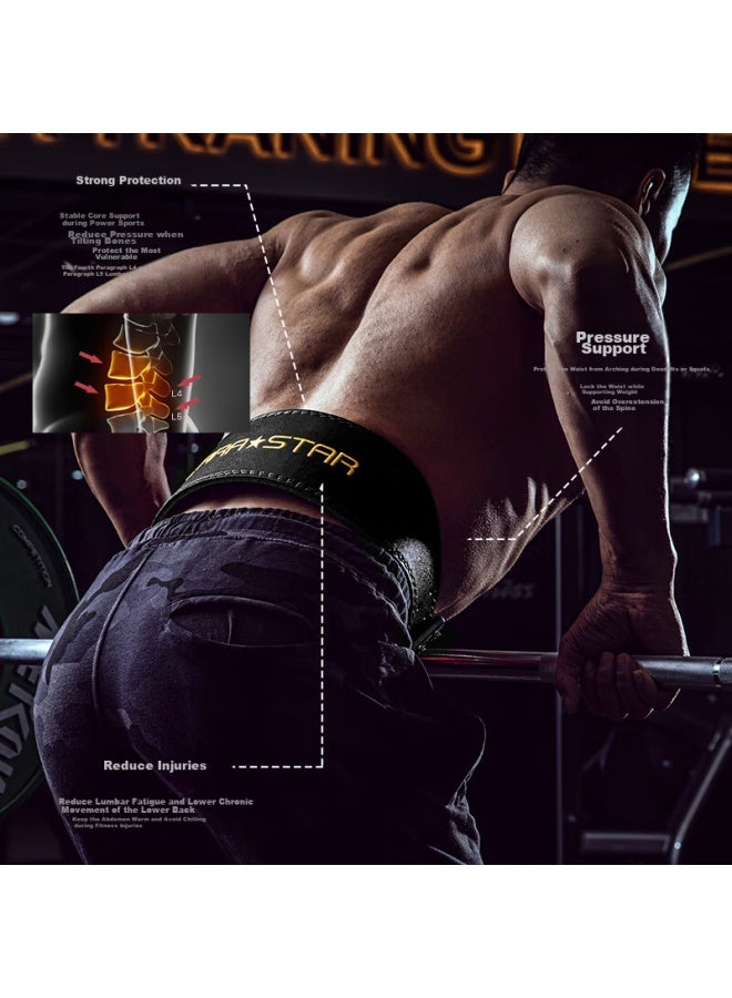 LAURASTAR Laura Star Leather Fitness Waist Belt For Men, Deadlift Squat Sports Professional Weightlifting Training Support Belt, Black Wide Version L - Image 2