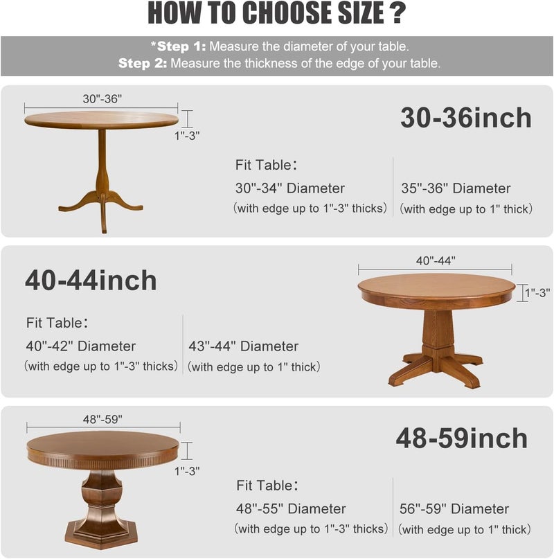 Obstal Fitted Round Table Cloth, Reversible Waterproof Stain Resistant Elastic Stretch Tablecloth, Wipe Clean Table Cover for Outdoor/Indoor Use, Fits Round Tables up to 32" - 36" Diameter, Sage Green - Image 2