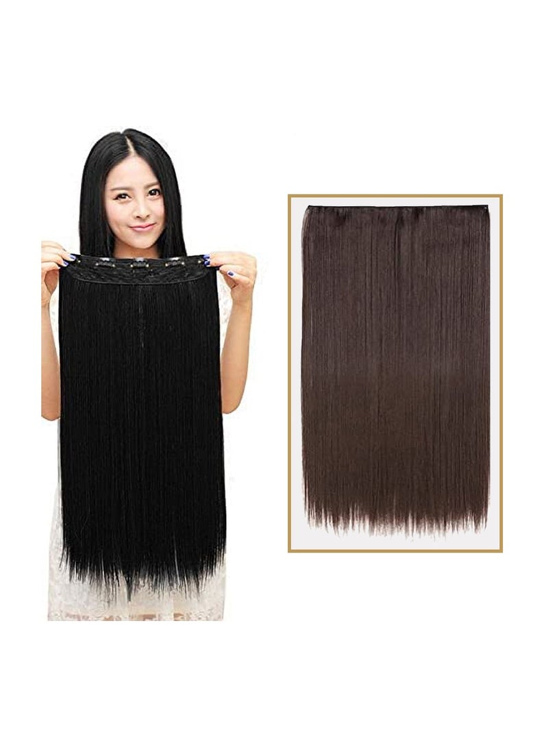 Estelle Eestelle full head one-piece long straight and Body Wave hair extension, with 5 clips, suitable for women and girls (#4B, Straight) - Image 1