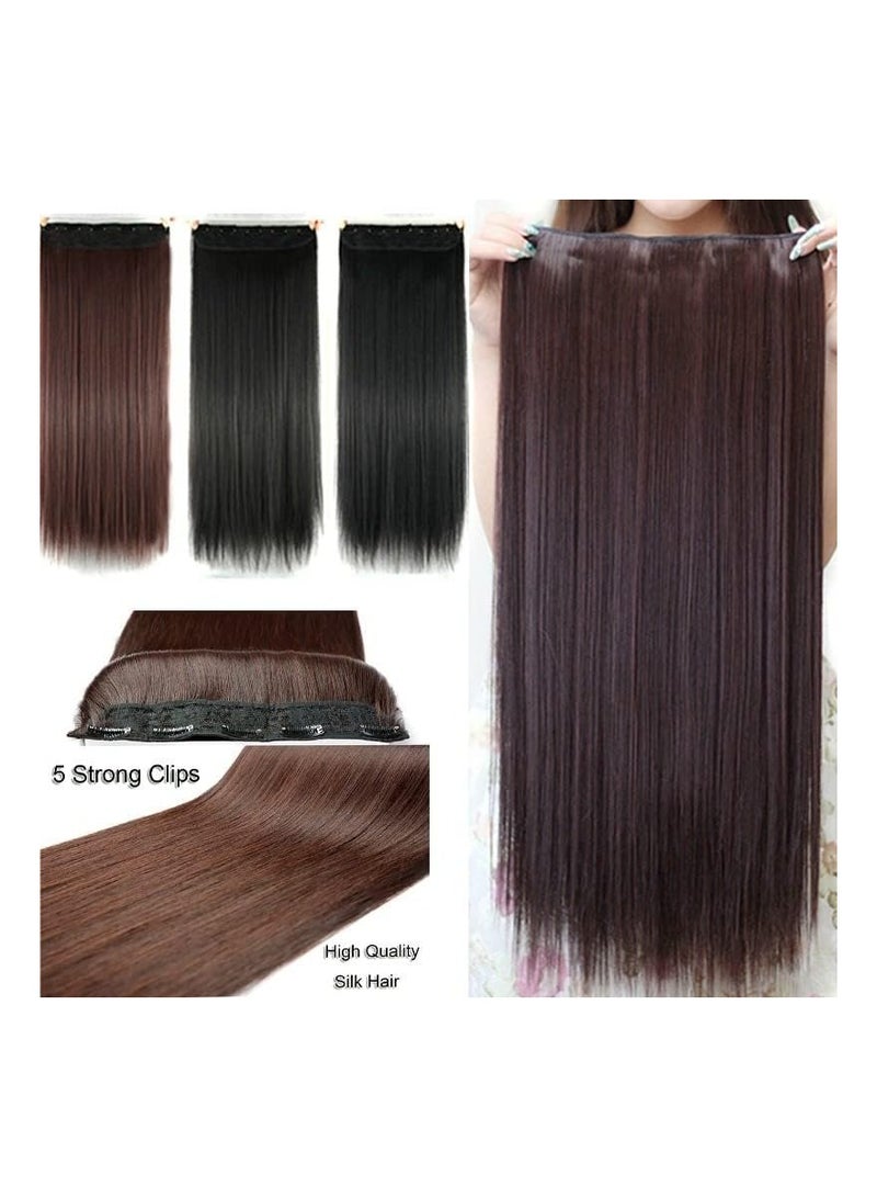 Estelle Eestelle full head one-piece long straight and Body Wave hair extension, with 5 clips, suitable for women and girls (#4B, Straight) - Image 5