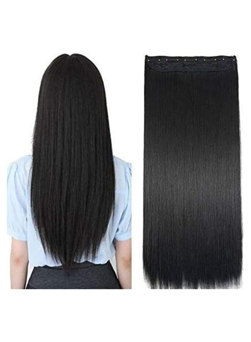 Estelle Eestelle full head one-piece long straight and Body Wave hair extension, with 5 clips, suitable for women and girls (#4B, Straight) - Image 3
