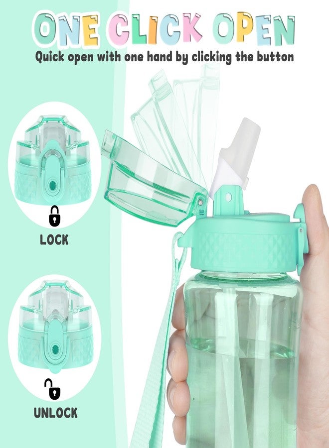 OLDLEY 12oz Kids Water Bottle for school Girls Boys, Motivational Water Bottles With Silicone Straw, Leak-Proof Tritan BPA-Free, Reusable water bottles for kids, Glow Green - Image 5