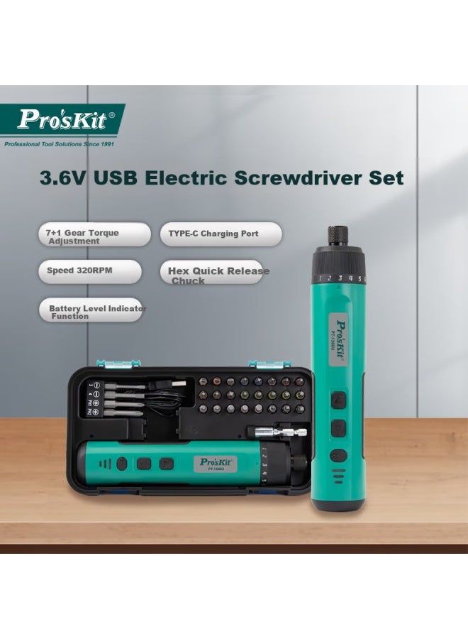 Pro'skit Pt-1366u Electric Screwdriver 26-in-1 Rechargeable Cordless Screwdriver Kit For Home Use - Image 1
