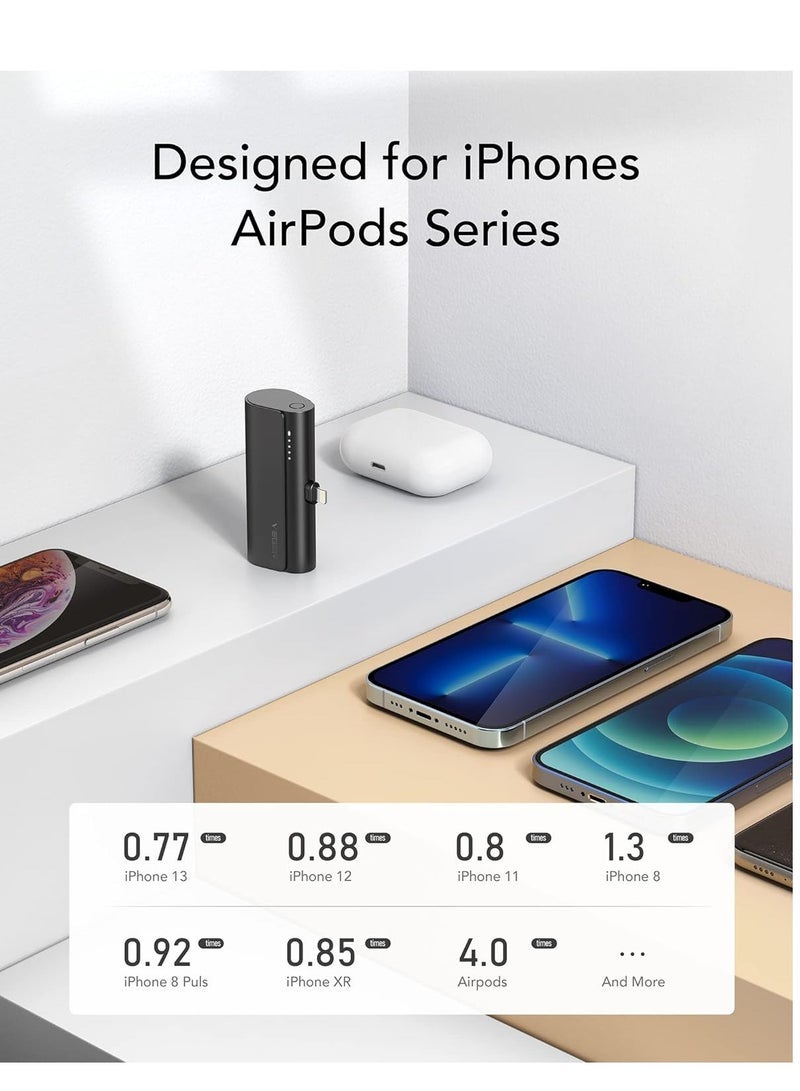 VEGER External Battery for iPhone 5000mAh 20W PD Mini Battery Portable Fast Charge Power Bank Small Cute Compatible with iPhone 14/13/12/11/X/8/7, Airpods - Image 4