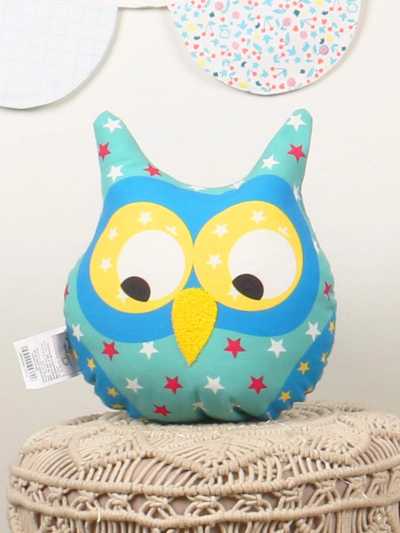 Sivya Polyester By Home Micro Filled Shape Cute Cushion For Kids (Owl Blue), Pack of 1 - Image 1