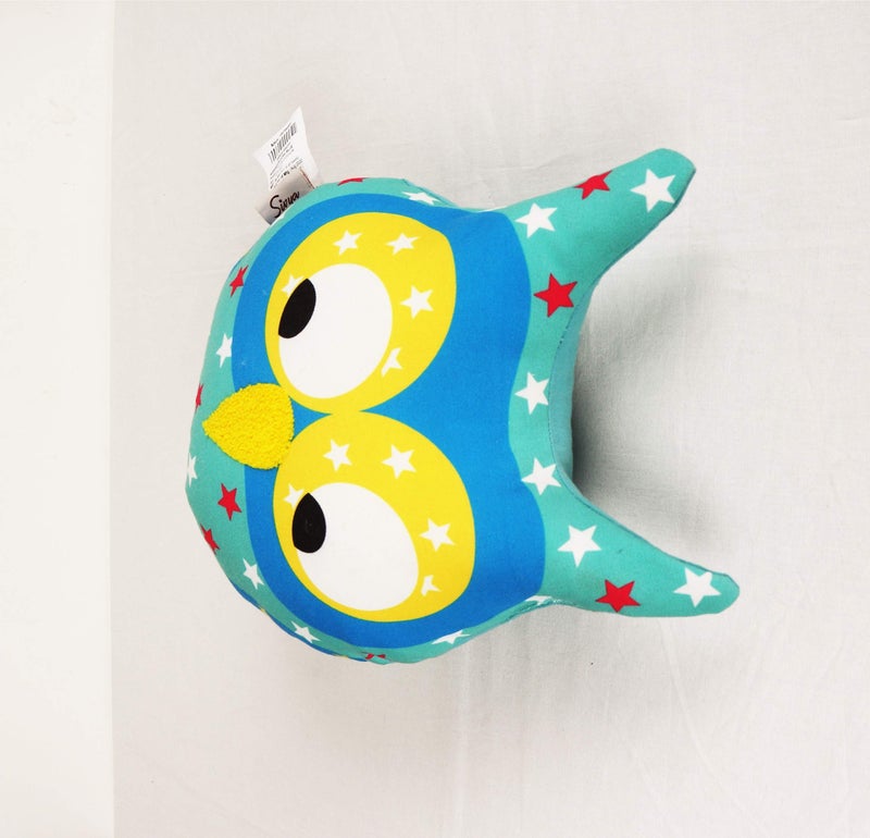 Sivya Polyester By Home Micro Filled Shape Cute Cushion For Kids (Owl Blue), Pack of 1 - Image 3