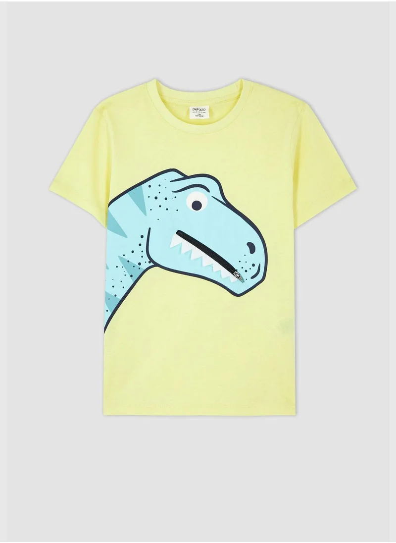 ديفاكتو Regular Fit Short Sleeve Dinasour Print T-Shirt