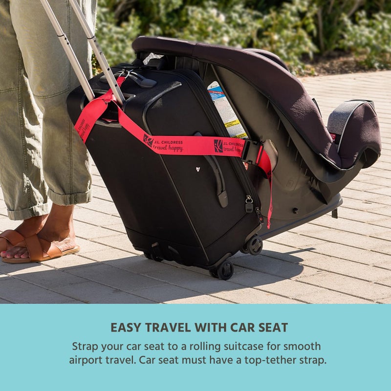 J.L. Childress Car Seat Luggage Strap - Travel Belt Attaches Baby Car Seat to Suitcase, For Airplane & Airport Travel, Universal Size, Strong Nylon Webbing - Image 2