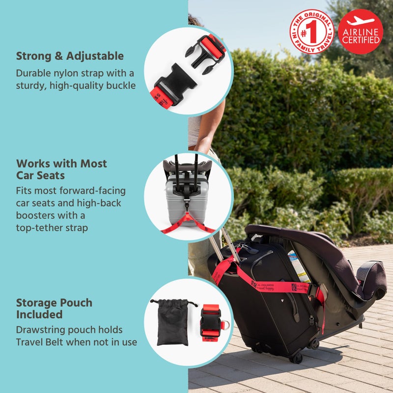 J.L. Childress Car Seat Luggage Strap - Travel Belt Attaches Baby Car Seat to Suitcase, For Airplane & Airport Travel, Universal Size, Strong Nylon Webbing - Image 3