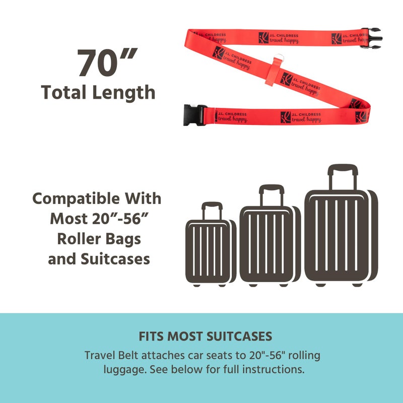 J.L. Childress Car Seat Luggage Strap - Travel Belt Attaches Baby Car Seat to Suitcase, For Airplane & Airport Travel, Universal Size, Strong Nylon Webbing - Image 4