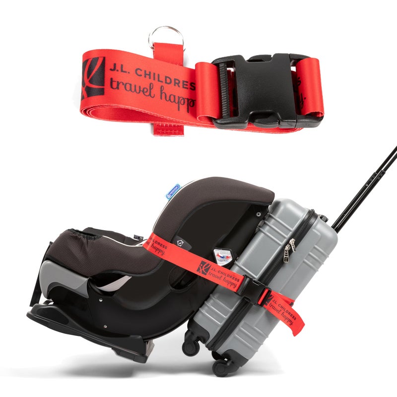 J.L. Childress Car Seat Luggage Strap - Travel Belt Attaches Baby Car Seat to Suitcase, For Airplane & Airport Travel, Universal Size, Strong Nylon Webbing - Image 1