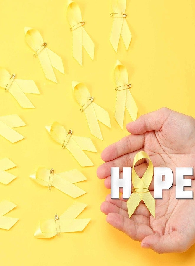 Dilunave 100 Pieces Awareness Ribbon Satin Lapel Pins Fabric Ribbons with Safety Pins for Women Men(Yellow) - Image 4