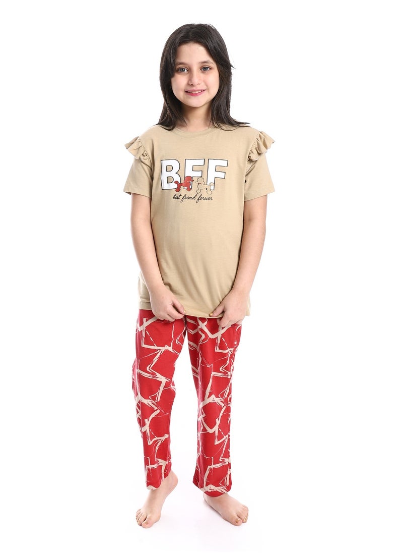 REDCOTTON - Girls' Cotton Pajama Set - Cozy, Soft, and Breathable Sleepwear for Little Dreamers - Image 1