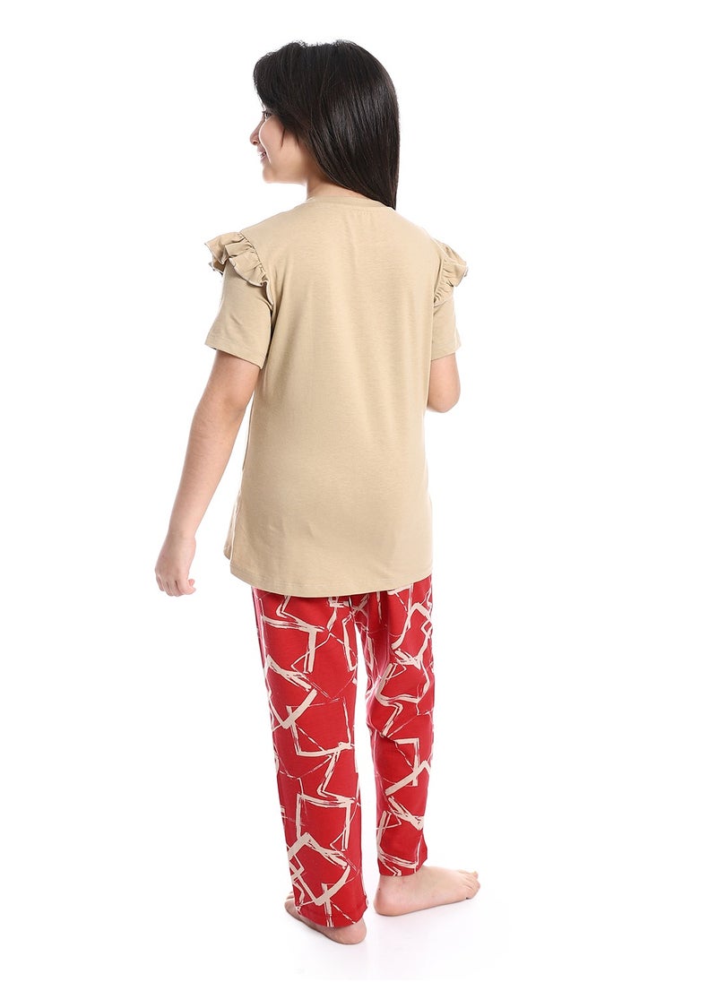 REDCOTTON - Girls' Cotton Pajama Set - Cozy, Soft, and Breathable Sleepwear for Little Dreamers - Image 1