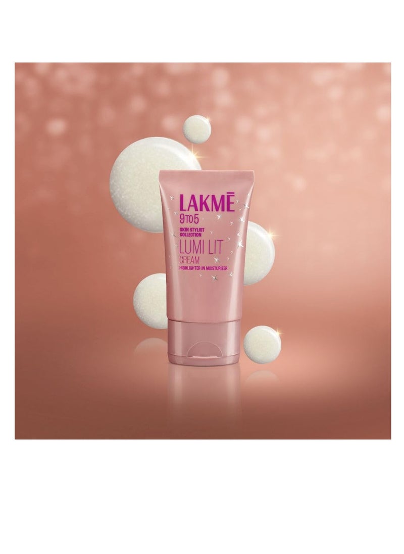 LAKME - Lakme Lumi Lit Cream   Face Cream with Moisturizer   Highlighter  enriched with Niacinamide and Hyaluronic Acid   Gold 60g - Image 1