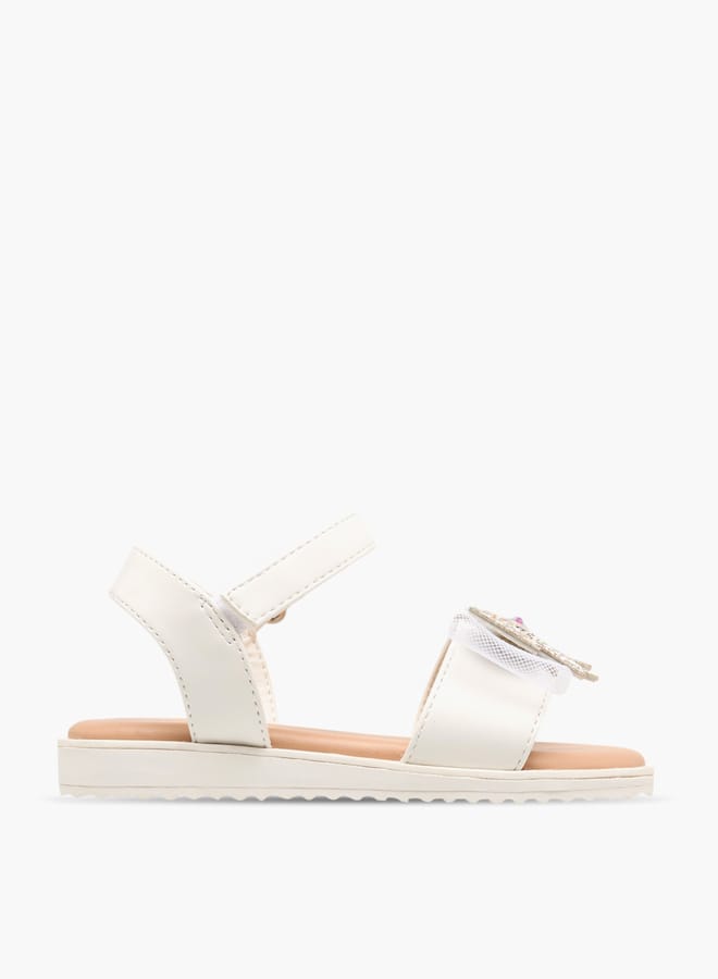 جونيورز صنادل بناتي مزينة بفيونكة مع إغلاق بشريط لاصق - Image 1