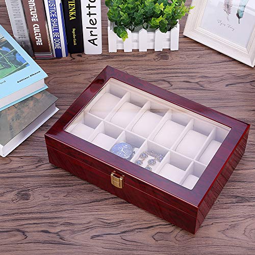Uten Watch Box, 12 Slot Wooden Watch Case with Removable Watch Pillow, Metal Clasp Watch Display, Watch Box Organizer for men and women. - Image 5