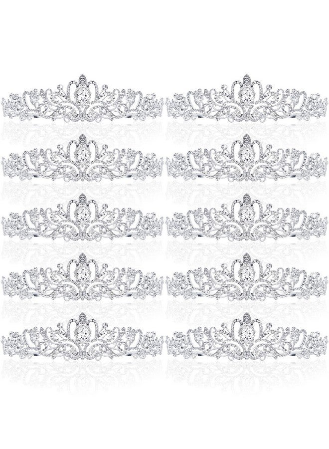 BBTO 10 Pcs Crystal Tiara And Crowns For Women Girls Princess Rhinestone Crown Queen Headband With Combs Bride Crown Tiara For Birthday Party Wedding Prom Hair Accessories(Silver) - Image 1