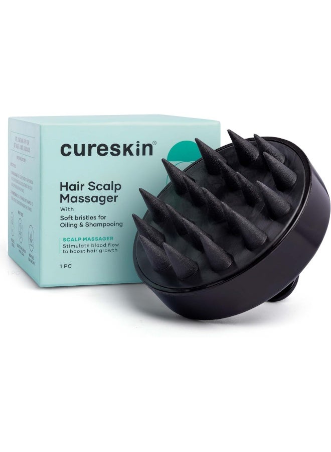 Cureskin مدلك الرأس | مدلك الشعر لنمو الشعر | فرشاة شامبو لفروة الرأس، شعيرات فائقة النعومة، تقشير، مضاد للقشرة - Image 1