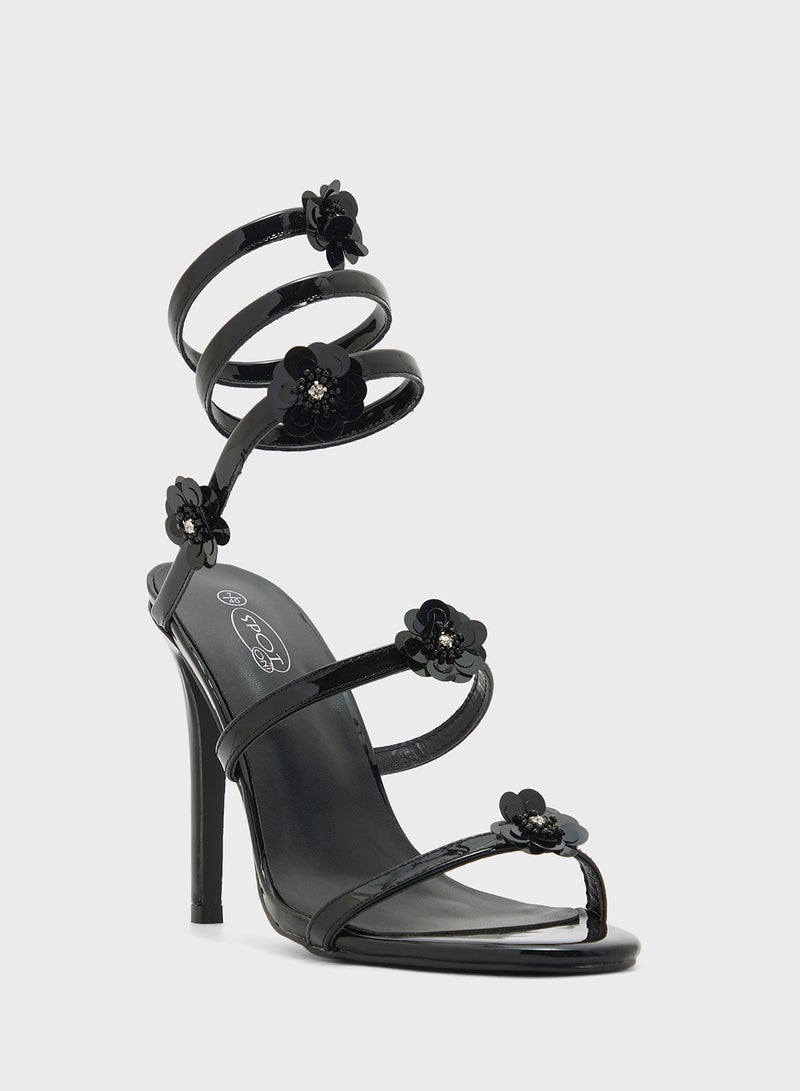 Ella Limited Edition Floral Wrap Around Strappy Sandal  - Image 2