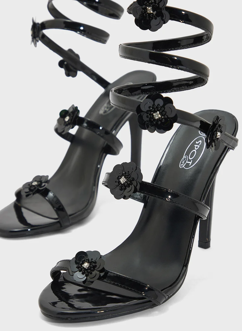 Spot-On Floral Wrap Around Strappy Sandal