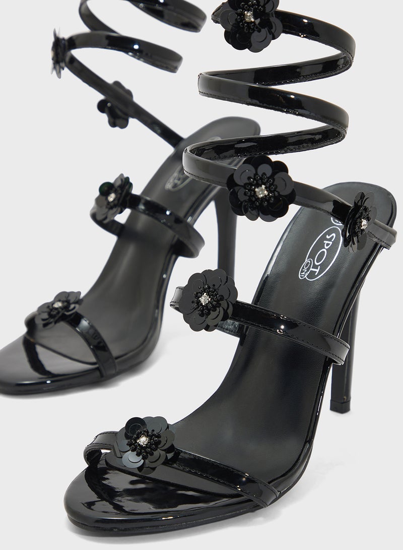 Ella Limited Edition Floral Wrap Around Strappy Sandal  - Image 4