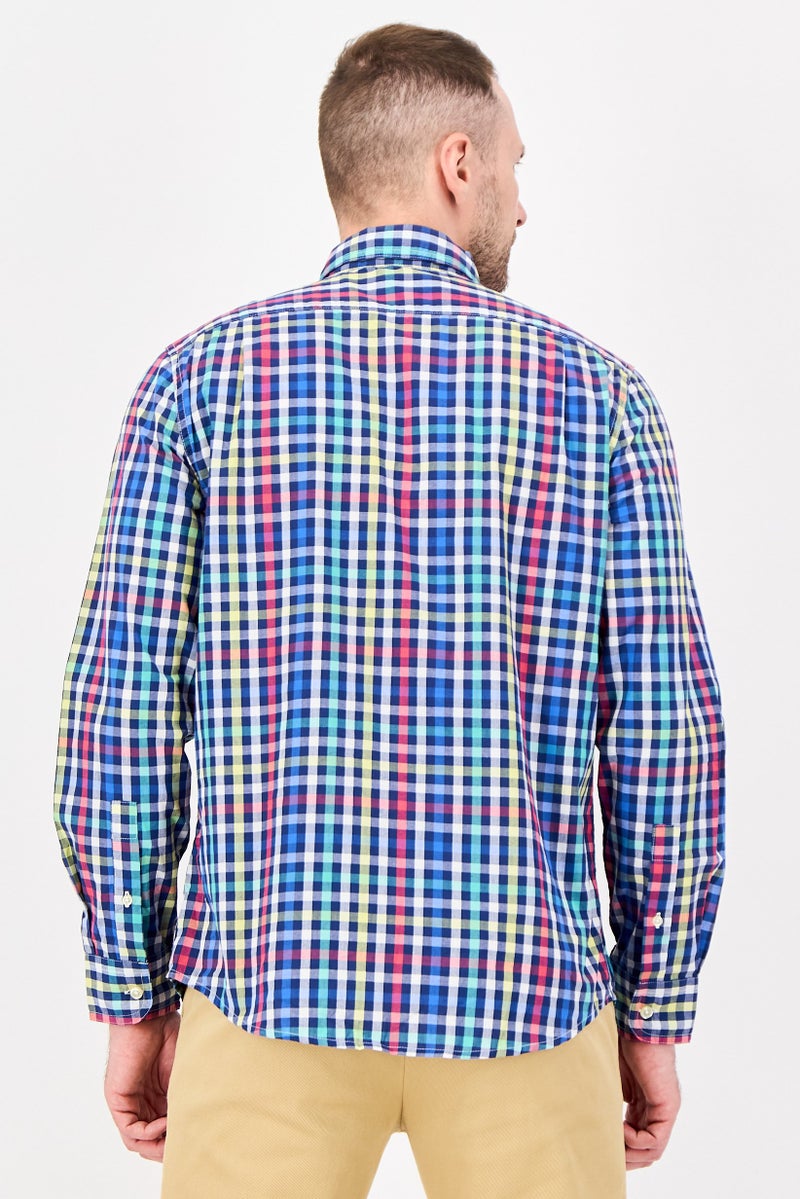 Chaps Men Regular Fit Embroidered Logo Long Sleeve Casual Shirt, Multicolor - Image 4