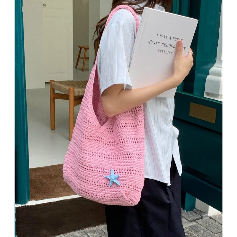 Star Woven Crochet Crossbody Bag Large Capacity - Image 1