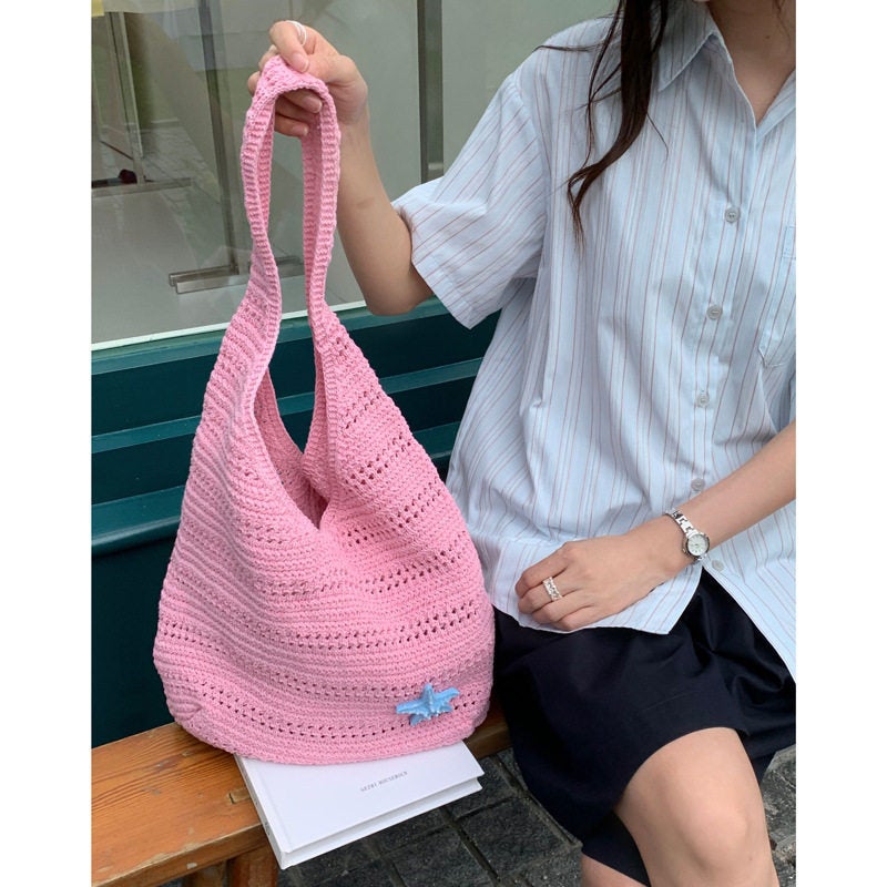 Star Woven Crochet Crossbody Bag Large Capacity - Image 2