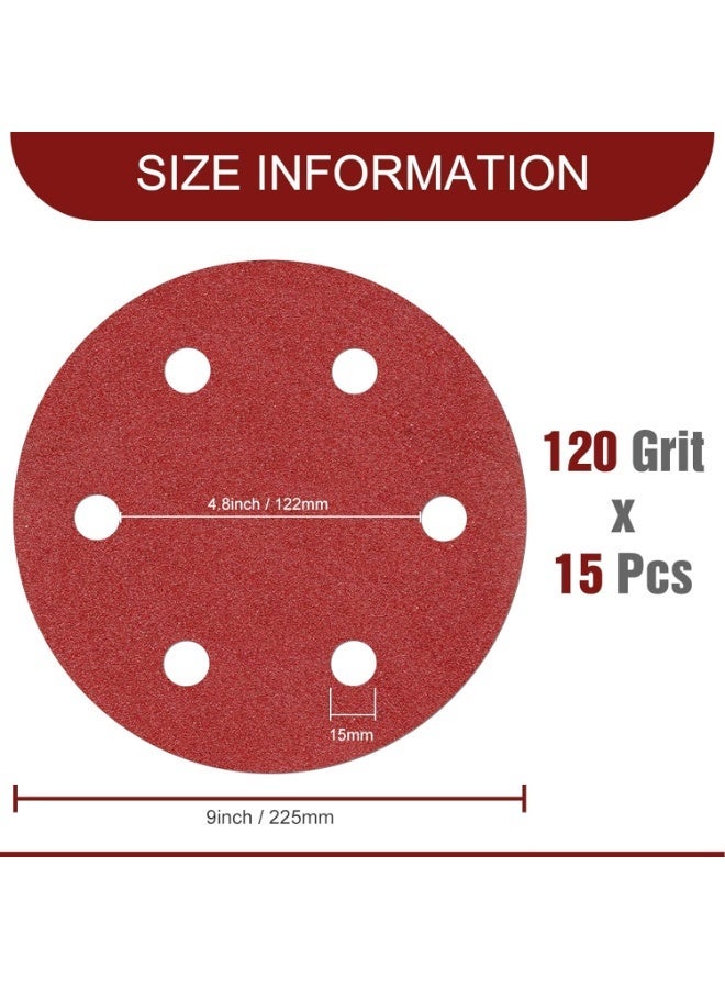15-Pack 9 Inch Sanding Discs (120 Grit) - Hook & Loop Backing for Drywall & Surface Sanding Tools - Image 3