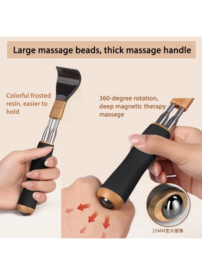 Loucky Telescoping Back Scratcher, Upgraded Stainless steel Double Rods design & Extendable Back Scratcher (22-54cm), PP claw head and Anti-Slip Handle, Magnetic Massage Beads, Gifts for Men/Women - Image 5
