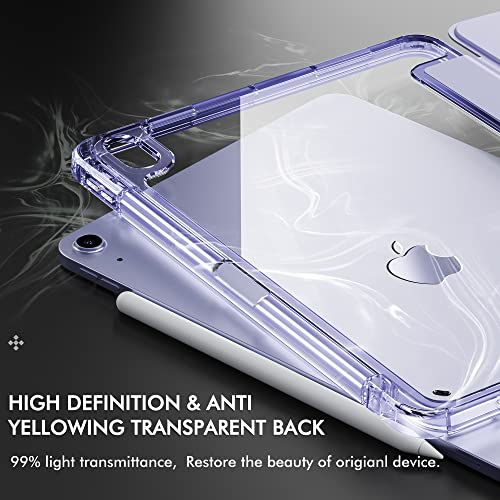 INFILAND Compatible with iPad Air 11 Inch Case M3/M2 (2025/2024), iPad Air 5th/4th Generation Case Cover (2022/2020) 10.9 inch with Crystal Clear Slim Back & Pencil Holder English Lavender - Image 3