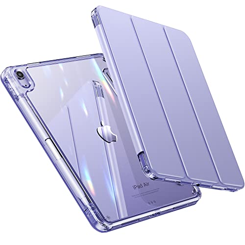 INFILAND Compatible with iPad Air 11 Inch Case M3/M2 (2025/2024), iPad Air 5th/4th Generation Case Cover (2022/2020) 10.9 inch with Crystal Clear Slim Back & Pencil Holder English Lavender - Image 1