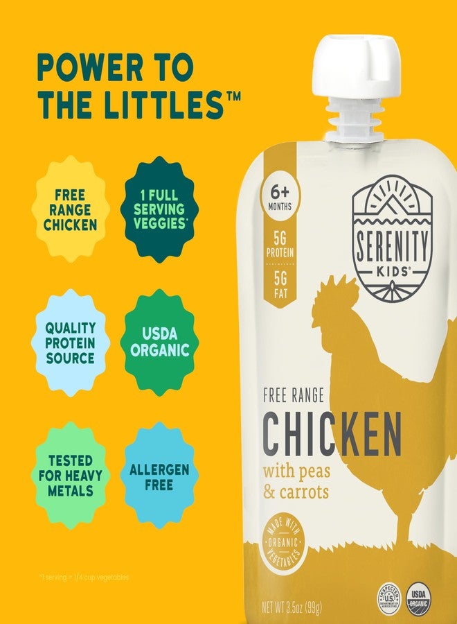Serenity Kids 6+ Months Baby Food Pouches Puree Made With Ethically Sourced Meats & Organic Veggies | 3.5 Ounce BPA-Free Pouch | Free Range Chicken, Pea, Carrot | 1 Count - Image 5