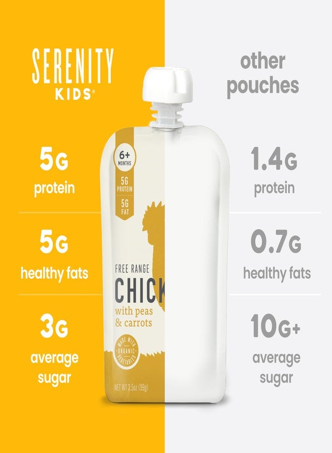 Serenity Kids 6+ Months Baby Food Pouches Puree Made With Ethically Sourced Meats & Organic Veggies | 3.5 Ounce BPA-Free Pouch | Free Range Chicken, Pea, Carrot | 1 Count - Image 4