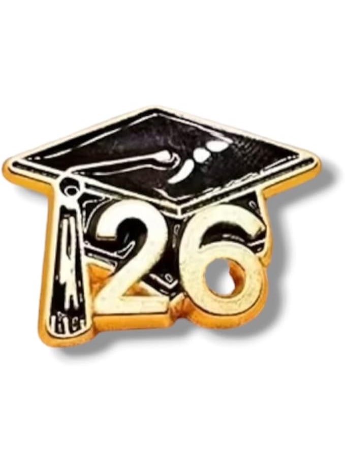 Class of 2026 Graduation Cap Enamel Pin, Black Gold, Gift Idea for Students End of School Class, Congrats, Congratulations Surprise Presents for him her Women Men, University College Degree - Image 1
