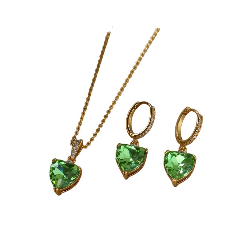 Vintage Heart Green Zircon Pendant Necklace - Elegant Choker for Women - Image 5