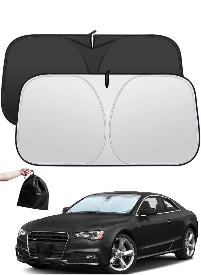 BUPY - Foldable Car Windshield Sunshade with Storage Pouch, Front Windshield Reflective Sunshade, Car Window Sunshade for Sun Heat Protection and Block UV Rays, Keep Vehicle Cooler - Image 1