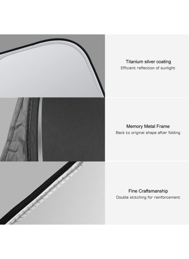 BUPY - Foldable Car Windshield Sunshade with Storage Pouch, Front Windshield Reflective Sunshade, Car Window Sunshade for Sun Heat Protection and Block UV Rays, Keep Vehicle Cooler - Image 1