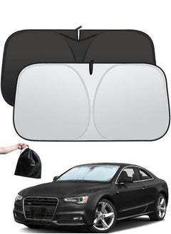 BUPY Foldable Car Windshield Sunshade with Storage Pouch, Front Windshield Reflective Sunshade, Car Window Sunshade for Sun Heat Protection and Block UV Rays, Keep Vehicle Cooler  - Image 1